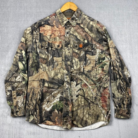 Game Winner Mens Button Up Size M 100% Cotton Shacket Mossy Oak Camo Hunting - Picture 1 of 10